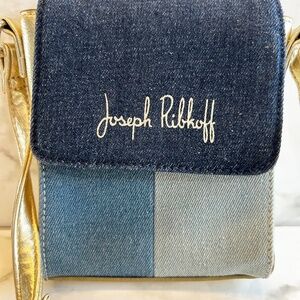 Joseph Ribkoff mini bag denim & gold crossbody purse